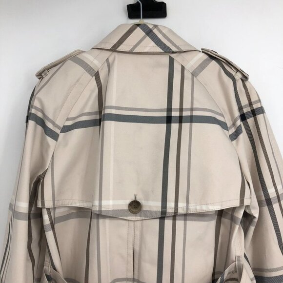 NWT Coach cream Ivory Plaid Tattersall Short Trench Coat size M - Picture 4 of 15
